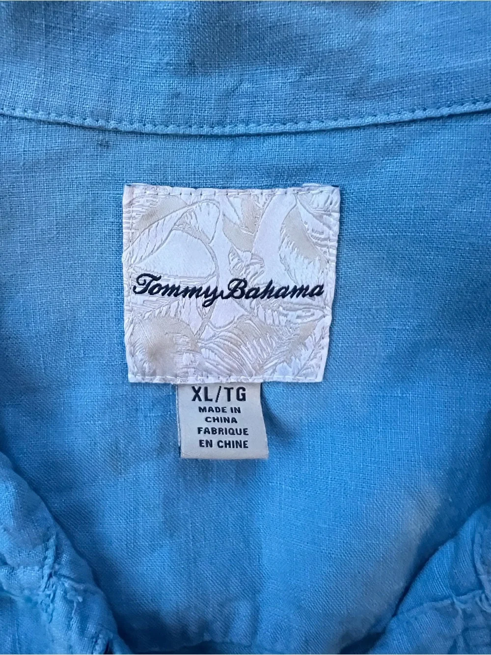Tommy Bahama XL 100% Linen Blue Frayed Quiet Chic Coastal Jacket Casual Travel